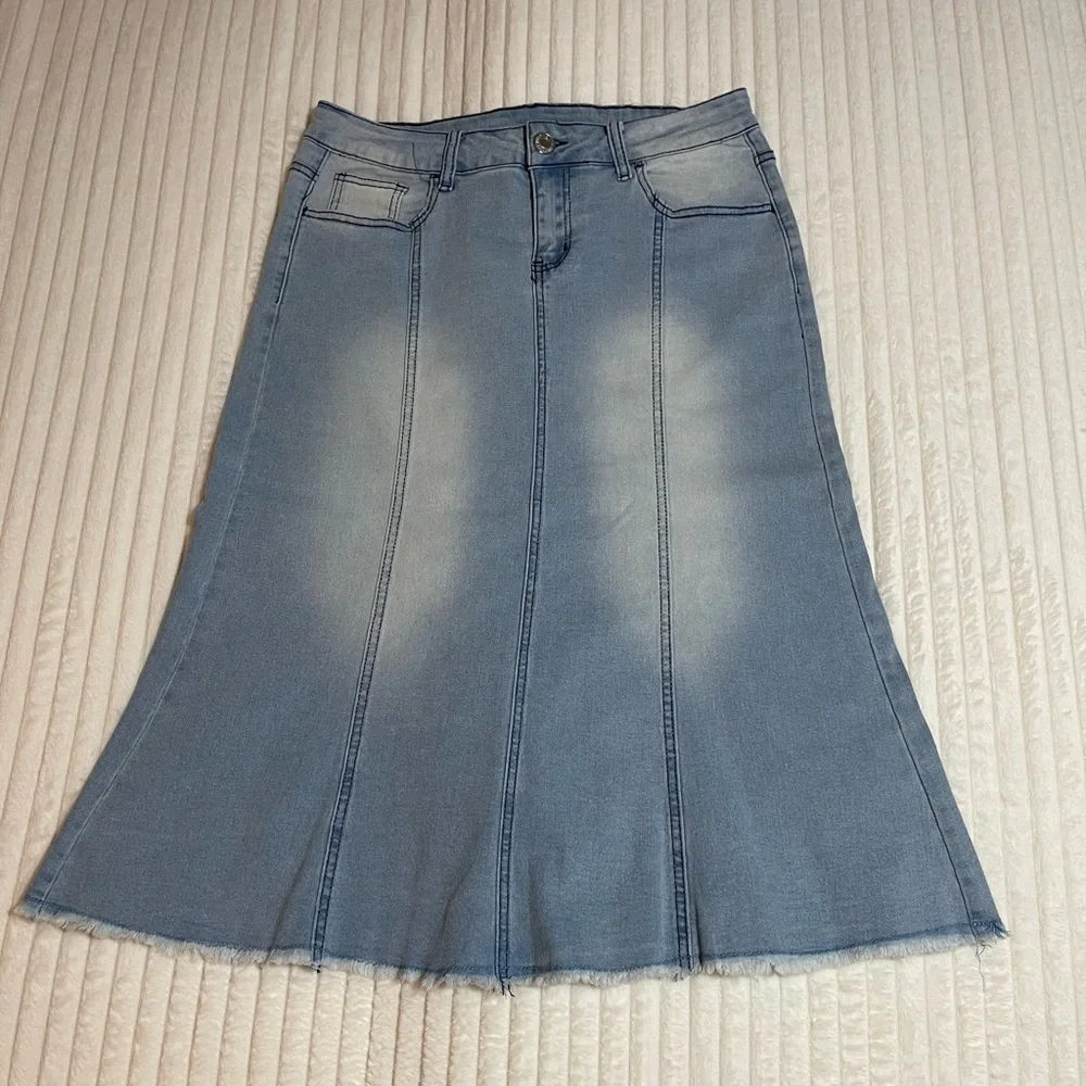 Boutique Denim Midi Skirt | Worn Once - Picture 2 of 10